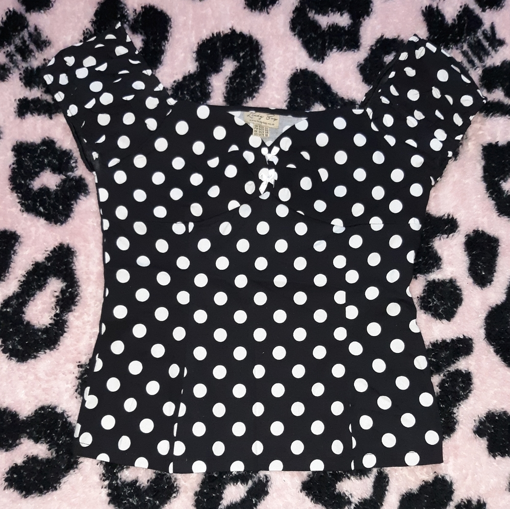 Rockabilly Polka Dot Off Shoulder  Top